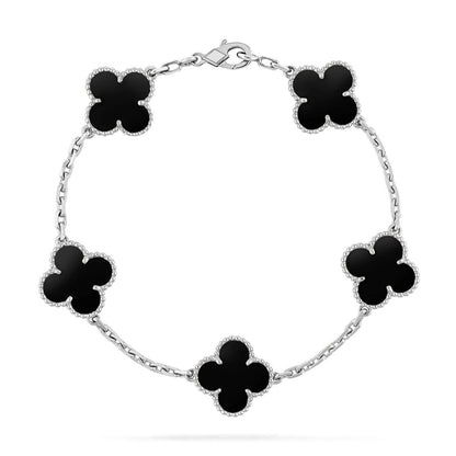 [Plus&Max]LUCKY CLOVER 5-MOTIF BRACELET - BLACK OXNY COLLECTION