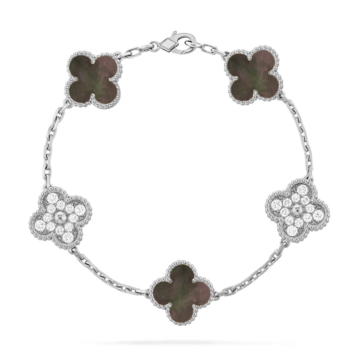 [Plus&Max]LUCKY CLOVER 5-MOTIF BRACELET - GREY MOTHER-OF-PEARL COLLECTION