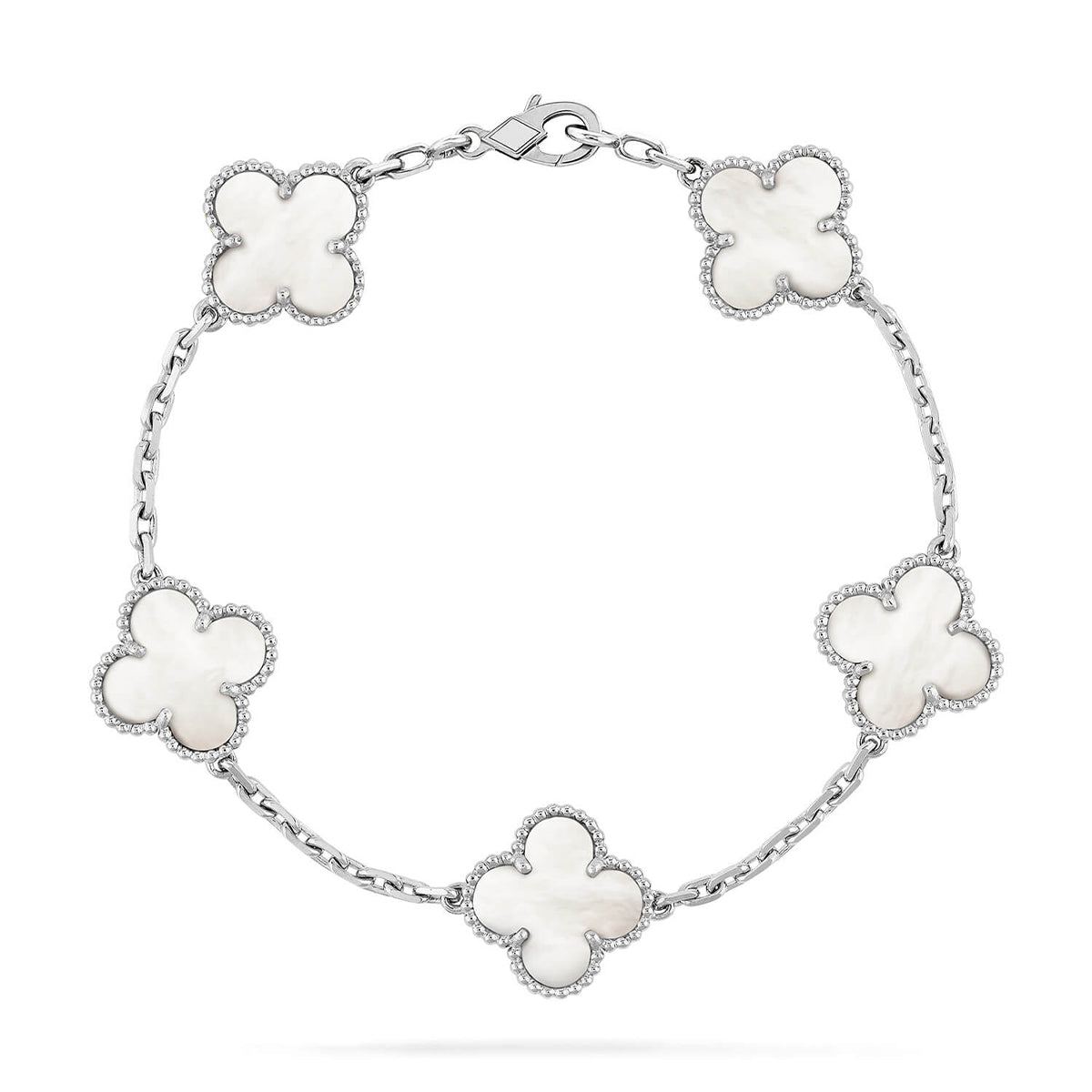 [Plus&Max]LUCKY CLOVER 5-MOTIF BRACELET - WHITE MOTHER-OF-PEARL COLLECTION