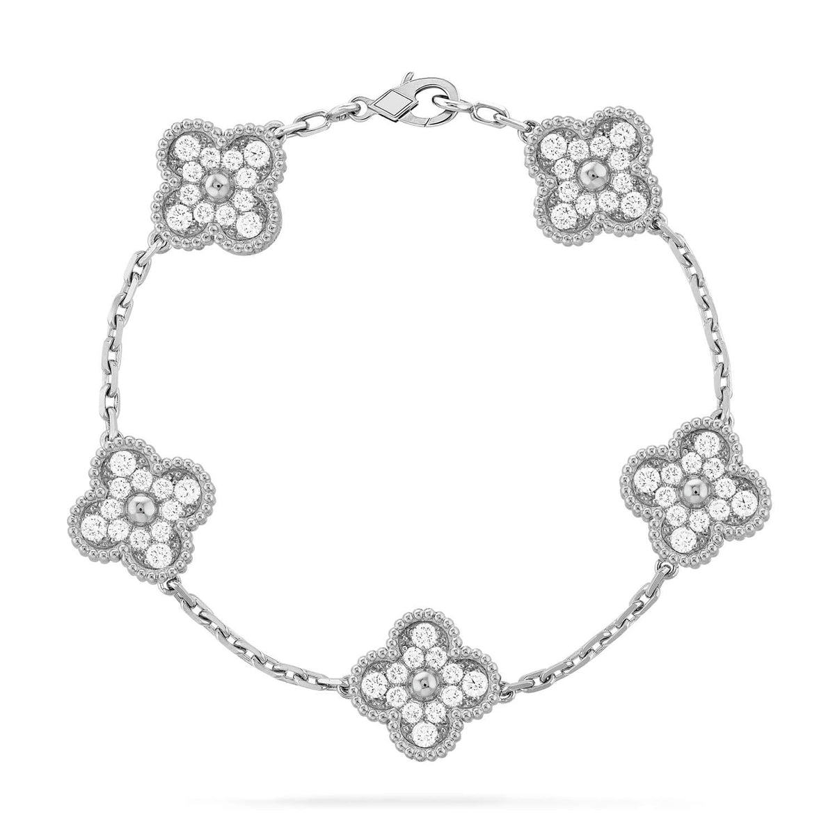 [Plus&Max]LUCKY CLOVER 5-MOTIF BRACELET - FULL-DIAMOND