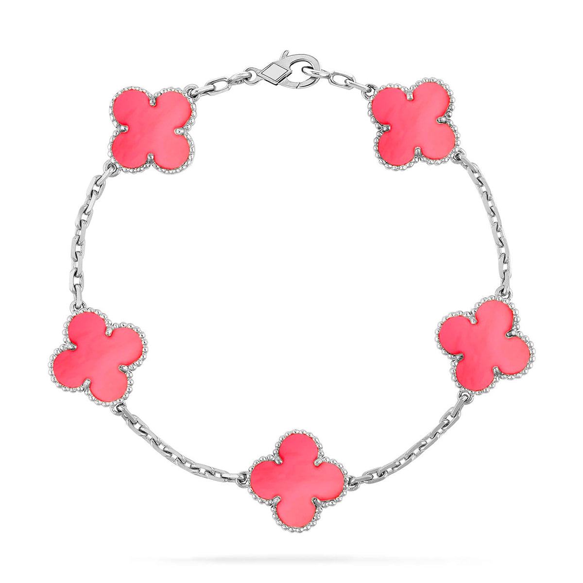 [Plus&Max]LUCKY CLOVER 5-MOTIF BRACELET - PINK MOTHER-OF-PEARL COLLECTION