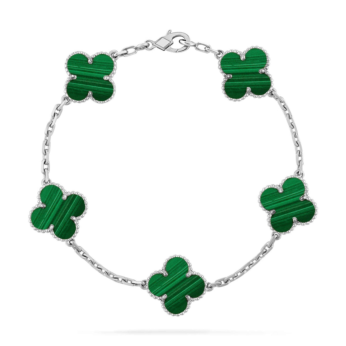 [Plus&Max]LUCKY CLOVER 5-MOTIF BRACELET - MALACHITE COLLECTION