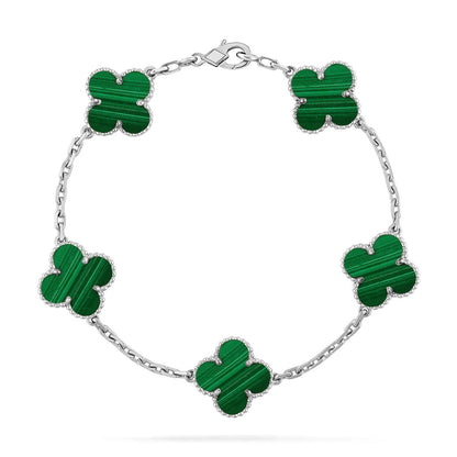 [Plus&Max]LUCKY CLOVER 5-MOTIF BRACELET - MALACHITE COLLECTION
