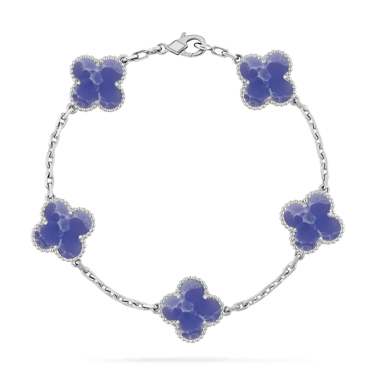 [Plus&Max]LUCKY CLOVER 5-MOTIF BRACELET - BLUE LARIMAR COLLECTION