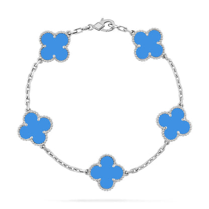 [Plus&Max]LUCKY CLOVER 5-MOTIF BRACELET - BLUE AGATE COLLECTION