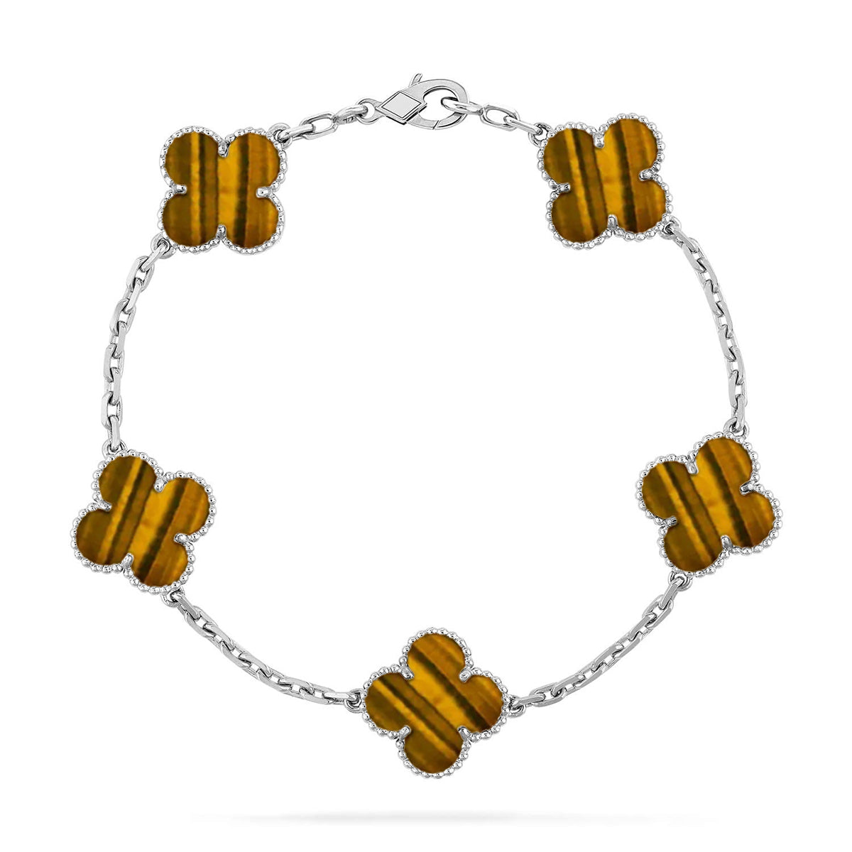 [Plus&Max]LUCKY CLOVER 5-MOTIF BRACELET -  TIGER’S EYE COLLECTION