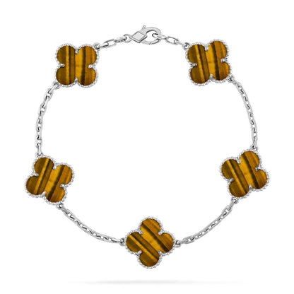 [Plus&Max]LUCKY CLOVER 5-MOTIF BRACELET -  TIGER’S EYE COLLECTION