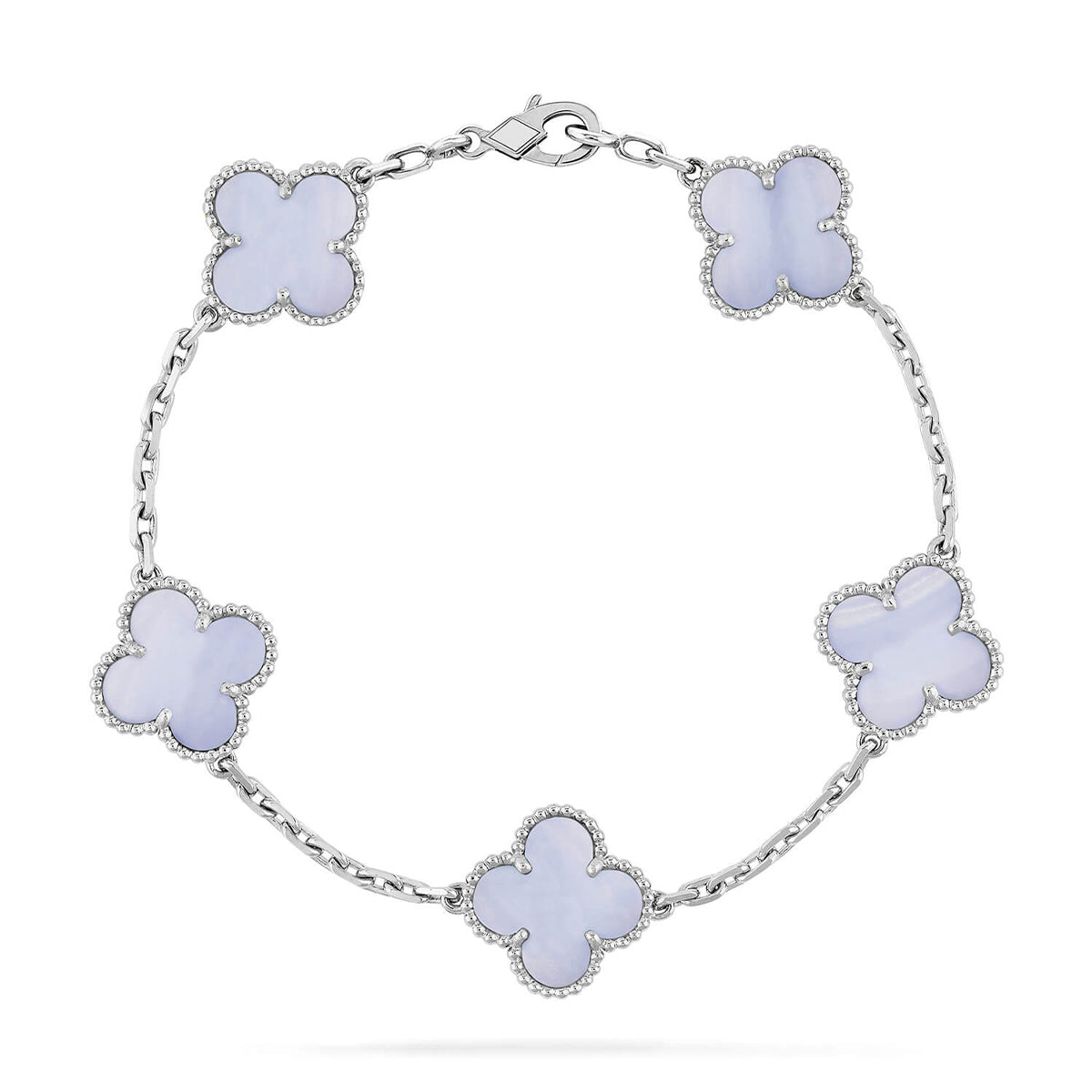 [Plus&Max]LUCKY CLOVER 5-MOTIF BRACELET - PURPLE CHALCEDONY COLLECTION