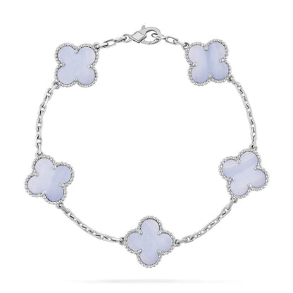 [Plus&Max]LUCKY CLOVER 5-MOTIF BRACELET - PURPLE CHALCEDONY COLLECTION