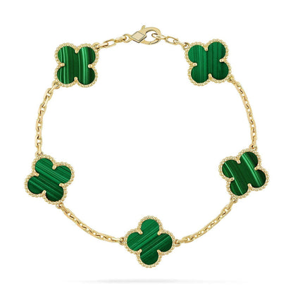 [Plus&Max]LUCKY CLOVER 5-MOTIF BRACELET - MALACHITE COLLECTION