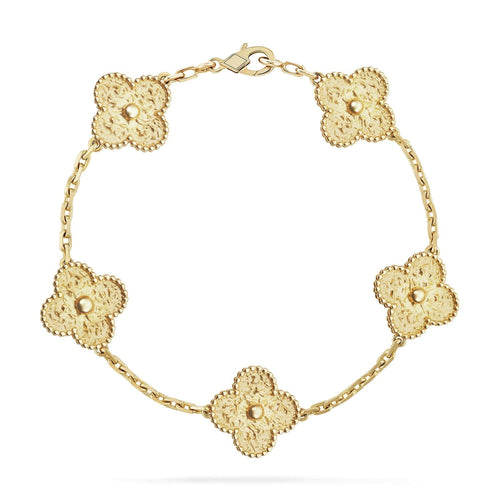 [Plus&Max]LUCKY CLOVER 5-MOTIF BRACELET - BRONZING