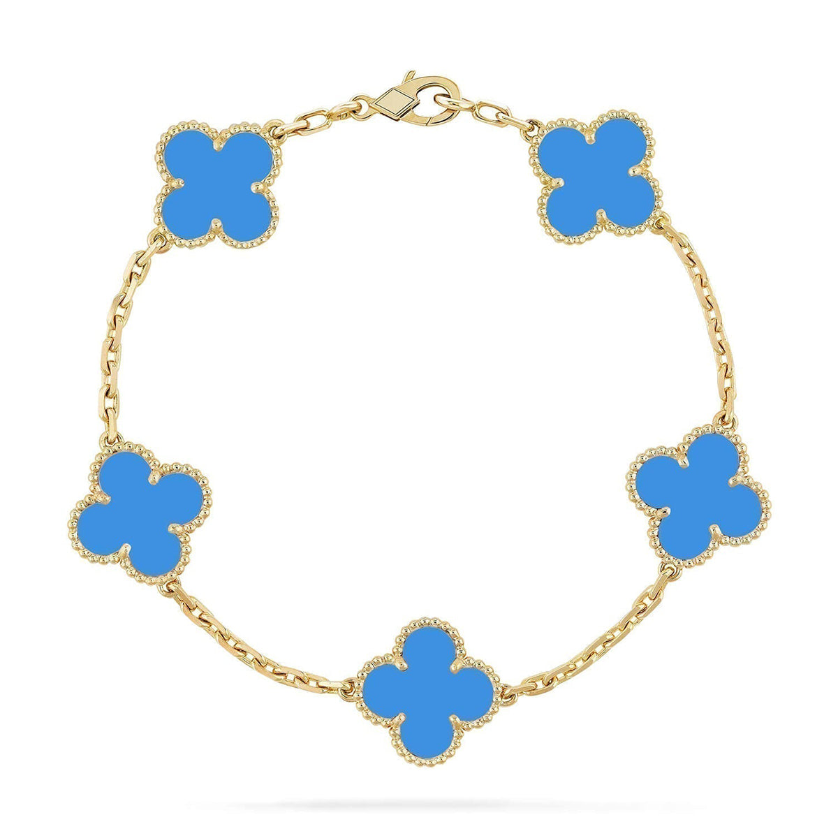 [Plus&Max]LUCKY CLOVER 5-MOTIF BRACELET - BLUE AGATE COLLECTION