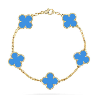 [Plus&Max]LUCKY CLOVER 5-MOTIF BRACELET - BLUE AGATE COLLECTION