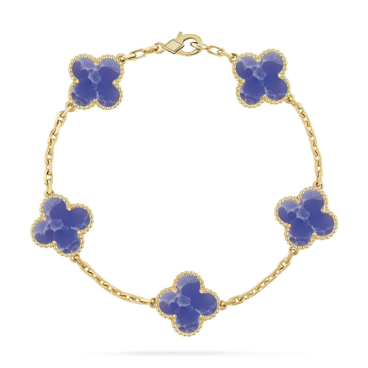 [Plus&Max]LUCKY CLOVER 5-MOTIF BRACELET - BLUE LARIMAR COLLECTION