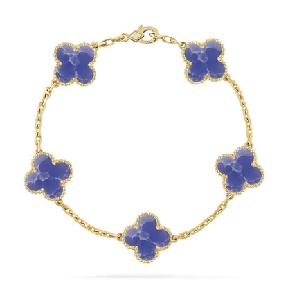 [Plus&Max]LUCKY CLOVER 5-MOTIF BRACELET - BLUE LARIMAR COLLECTION