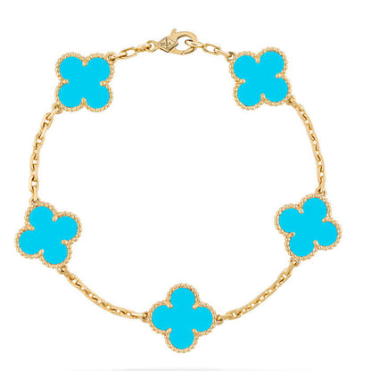 [Plus&Max]LUCKY CLOVER 5-MOTIF BRACELET - TURQUOISE COLLECTION