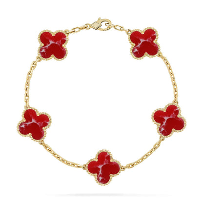 [Plus&Max]LUCKY CLOVER 5-MOTIF BRACELET - RED LARIMAR COLLECTION