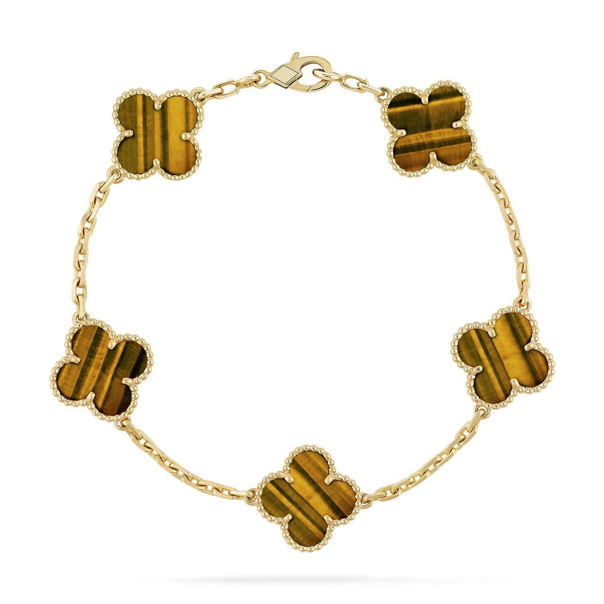 [Plus&Max]LUCKY CLOVER 5-MOTIF BRACELET -  TIGER’S EYE COLLECTION
