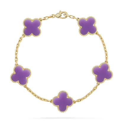 [Plus&Max]LUCKY CLOVER 5-MOTIF BRACELET - LAVENDER COLLECTION