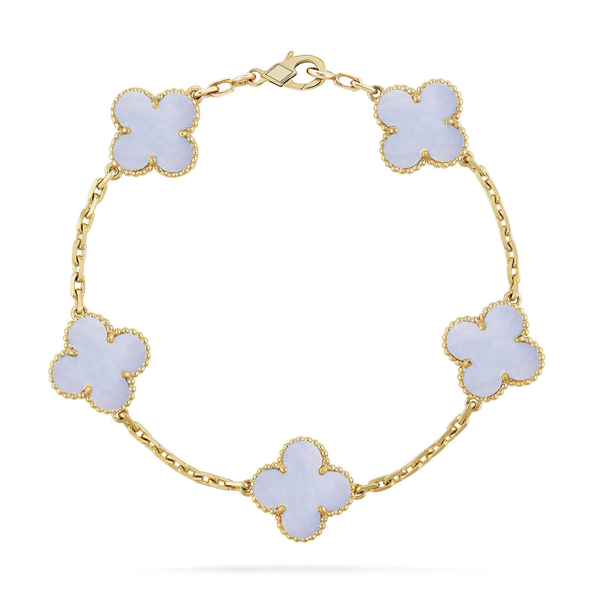 [Plus&Max]LUCKY CLOVER 5-MOTIF BRACELET - PURPLE CHALCEDONY COLLECTION