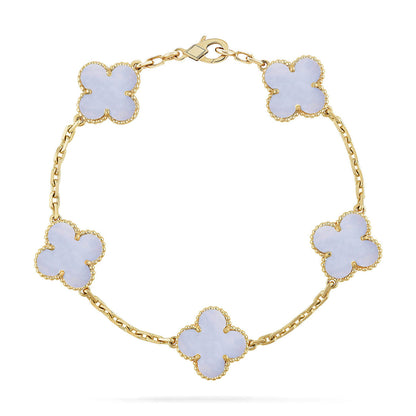 [Plus&Max]LUCKY CLOVER 5-MOTIF BRACELET - PURPLE CHALCEDONY COLLECTION