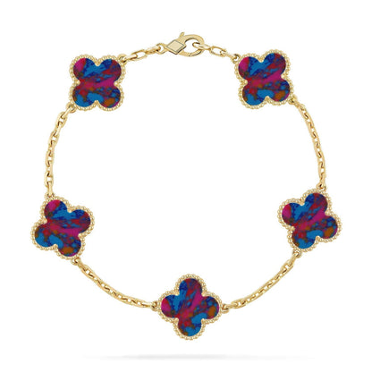 [Plus&Max]LUCKY CLOVER 5-MOTIF BRACELET - MULTI-GEM COLLECTION