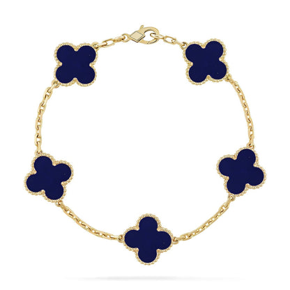 [Plus&Max]LUCKY CLOVER 5-MOTIF BRACELET - LAPIS LAZULI COLLECTION