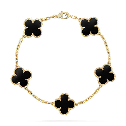 [Plus&Max]LUCKY CLOVER 5-MOTIF BRACELET - BLACK OXNY COLLECTION