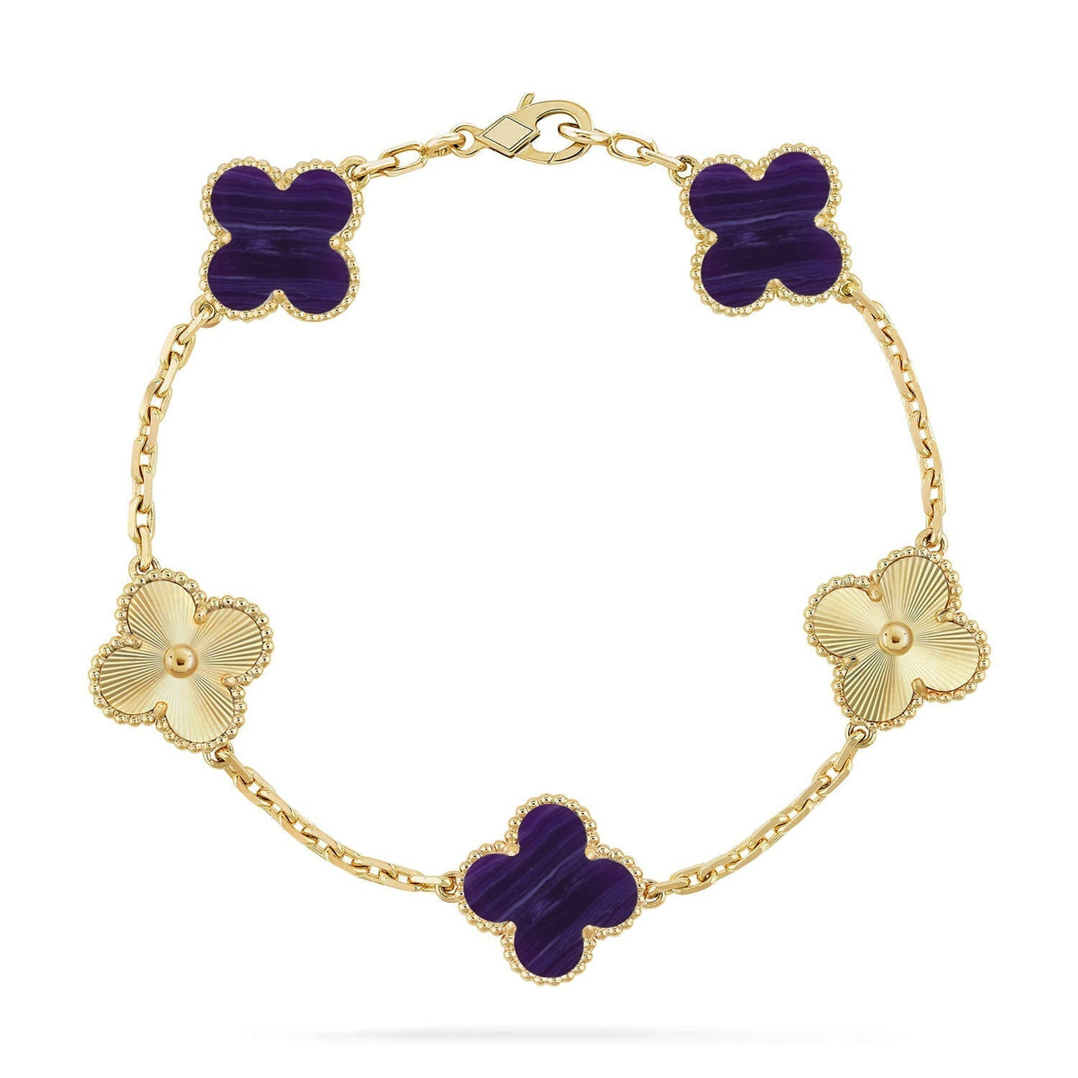 [Plus&Max]LUCKY CLOVER 5-MOTIF BRACELET - CHAROITE COLLECTION
