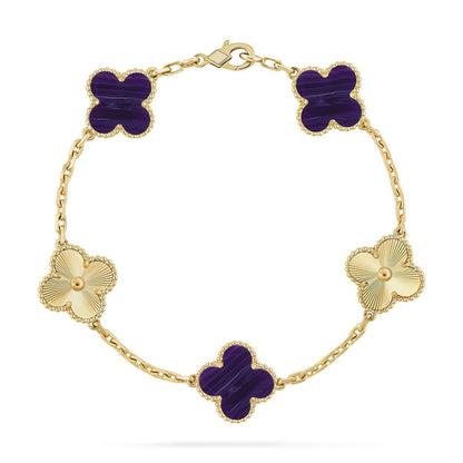 [Plus&Max]LUCKY CLOVER 5-MOTIF BRACELET - CHAROITE COLLECTION