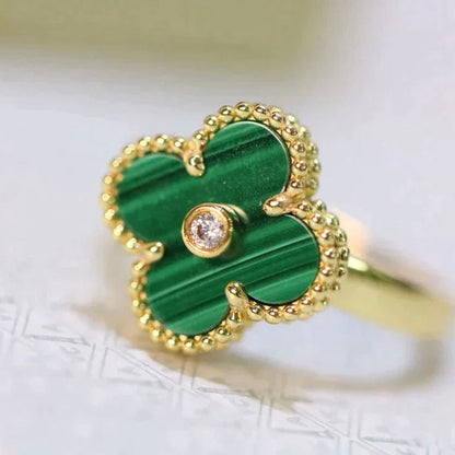 [Plus&Max]CLOVER MALACHITE RING GOLD DIAMOND