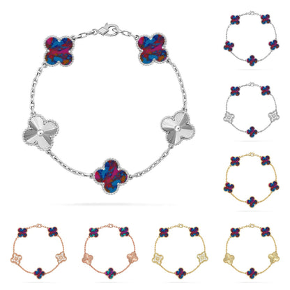 [Plus&Max]LUCKY CLOVER 5-MOTIF BRACELET - MULTI-GEM COLLECTION