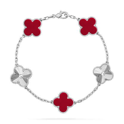[Plus&Max]LUCKY CLOVER 5-MOTIF BRACELET - RED CARNELIAN COLLECTION