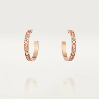 [Plus&Max]LOVE DIAMOND PINK GOLD HOOP EARRINGS