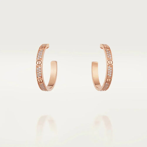 [Plus&Max]LOVE DIAMOND PINK GOLD HOOP EARRINGS