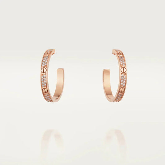 [Plus&Max]LOVE DIAMOND PINK GOLD HOOP EARRINGS