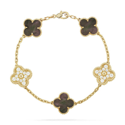 [Plus&Max]LUCKY CLOVER 5-MOTIF BRACELET - GREY MOTHER-OF-PEARL COLLECTION