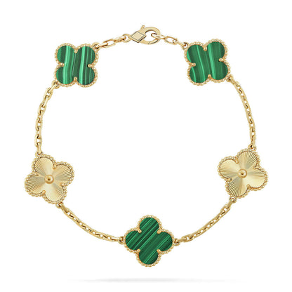[Plus&Max]LUCKY CLOVER 5-MOTIF BRACELET - MALACHITE COLLECTION