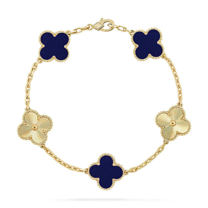 [Plus&Max]LUCKY CLOVER 5-MOTIF BRACELET - LAPIS LAZULI COLLECTION