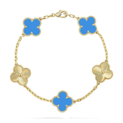 [Plus&Max]LUCKY CLOVER 5-MOTIF BRACELET - BLUE AGATE COLLECTION