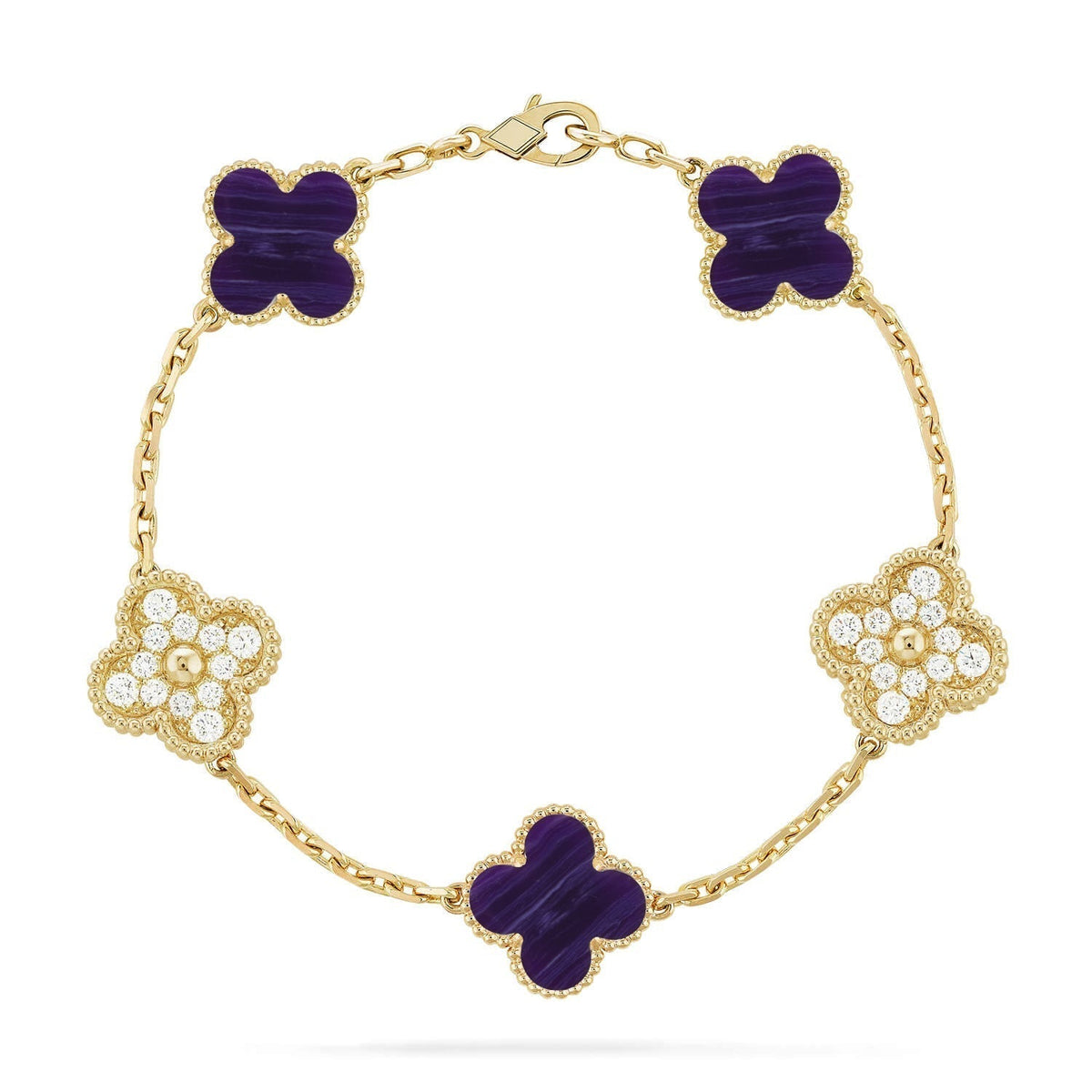 [Plus&Max]LUCKY CLOVER 5-MOTIF BRACELET - CHAROITE COLLECTION