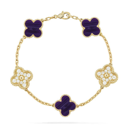 [Plus&Max]LUCKY CLOVER 5-MOTIF BRACELET - CHAROITE COLLECTION