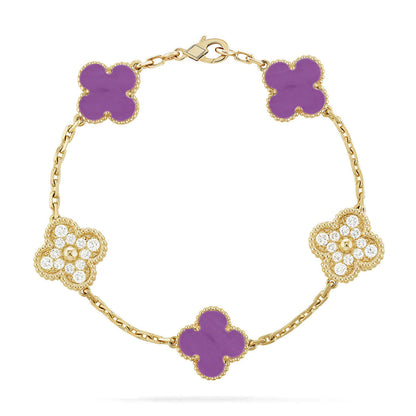 [Plus&Max]LUCKY CLOVER 5-MOTIF BRACELET - VIOLET COLLECTION