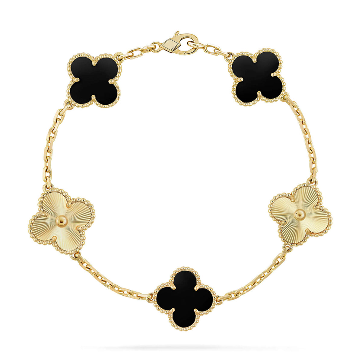 [Plus&Max]LUCKY CLOVER 5-MOTIF BRACELET - BLACK OXNY COLLECTION