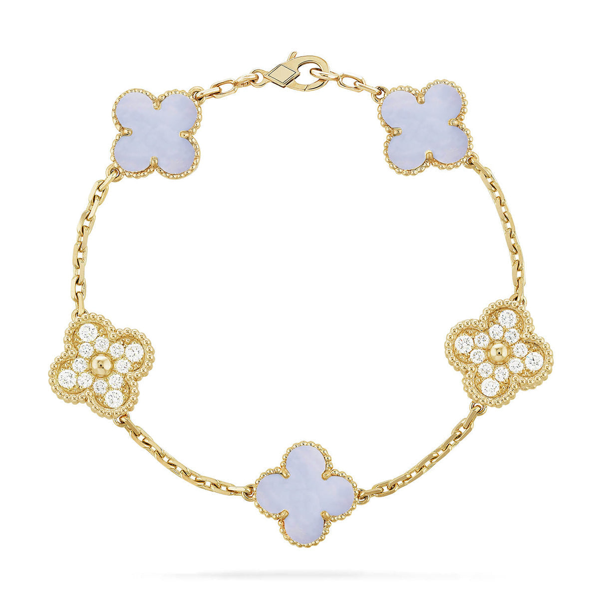 [Plus&Max]LUCKY CLOVER 5-MOTIF BRACELET - PURPLE CHALCEDONY COLLECTION