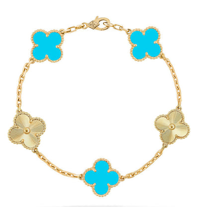 [Plus&Max]LUCKY CLOVER 5-MOTIF BRACELET - TURQUOISE COLLECTION