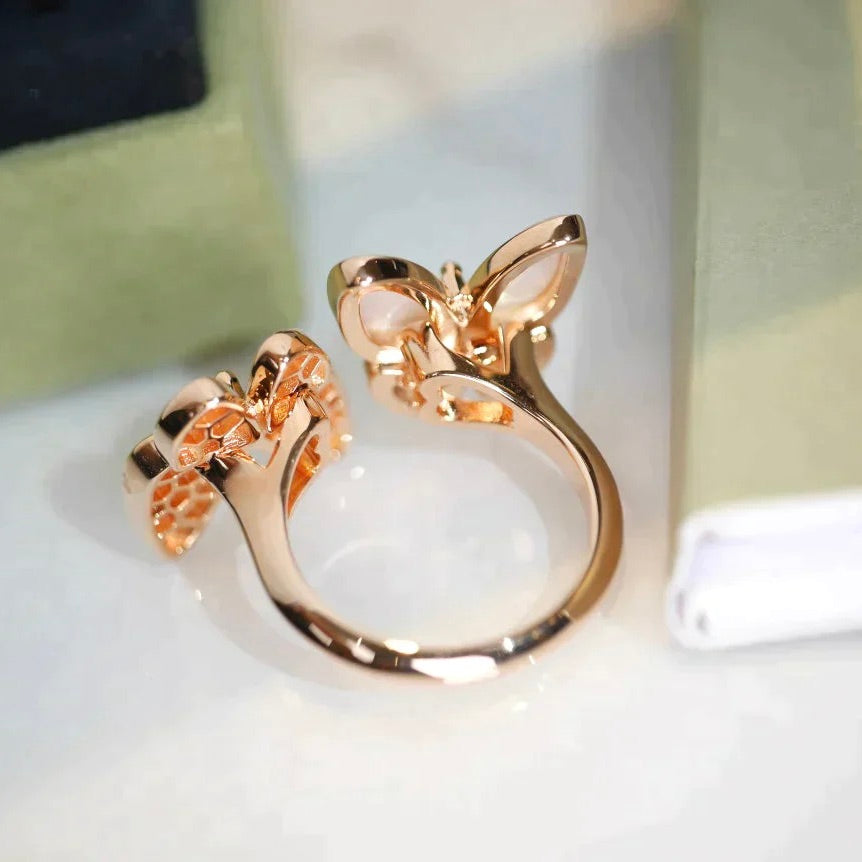 [Plus&Max]TWIN BUTTERFLY DIAMOND MOP RING