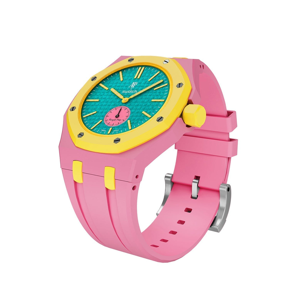 [Plus&Max]OAK POP EXCLUSIVE PINK AND YELLOW SILICONE STRAP