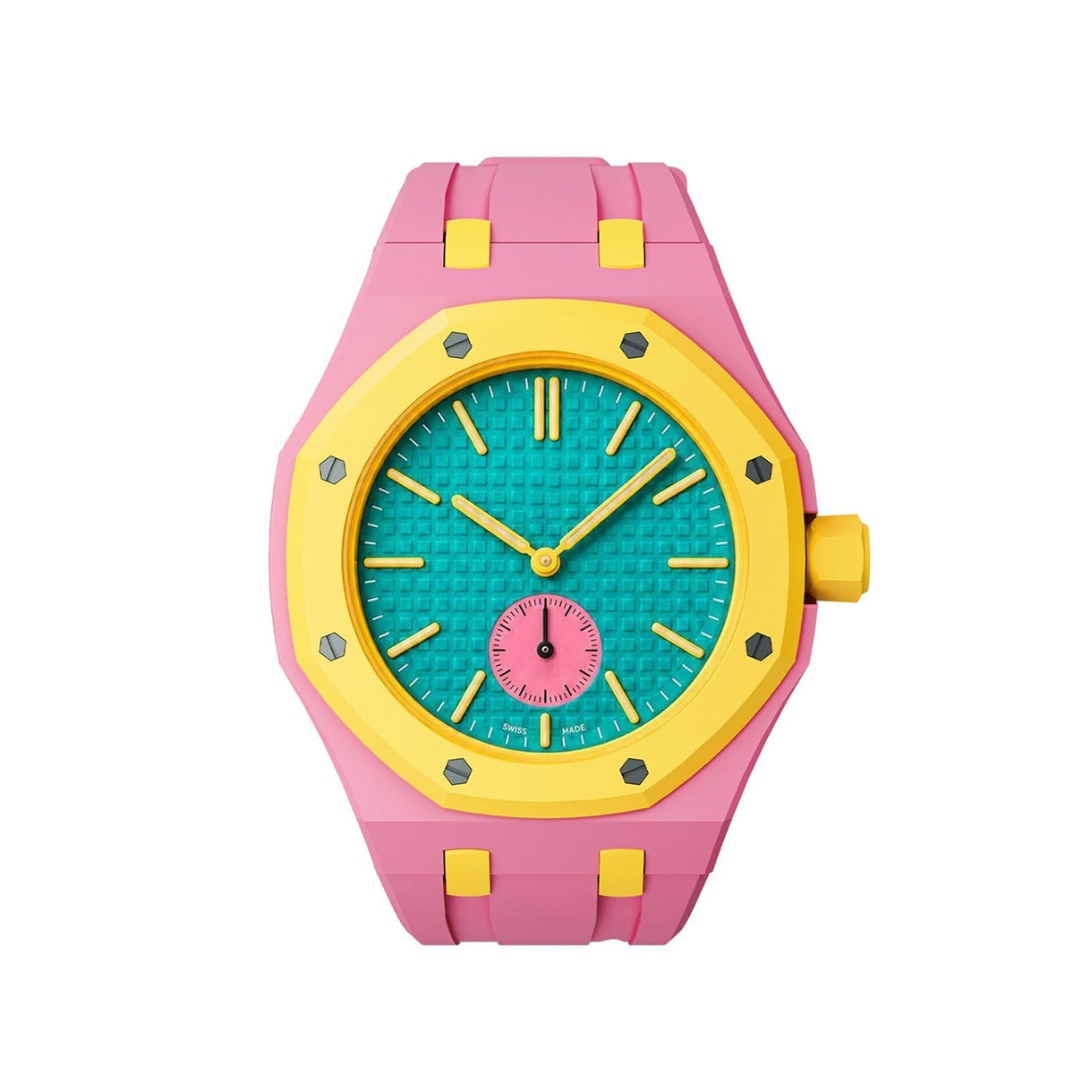 [Plus&Max]OAK POP EXCLUSIVE PINK AND YELLOW SILICONE STRAP