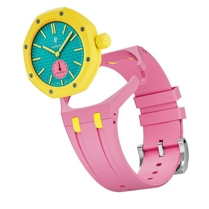 [Plus&Max]OAK POP EXCLUSIVE PINK AND YELLOW SILICONE STRAP